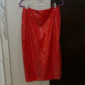 River Island Red Midi Sequin Skirt